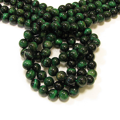 Green Tigereye 12mm Round Bead Strand