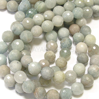 Milky Aquamarine 10mm Faceted Round Bead Strand