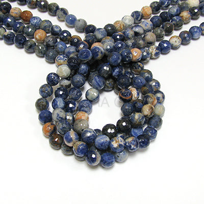 Orange Sodalite 10mm Faceted Round Bead Strand