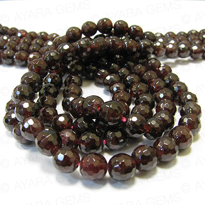 Garnet 6mm Faceted Round Bead Strand