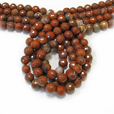 Poppy Jasper 10mm Faceted Round Bead Strand