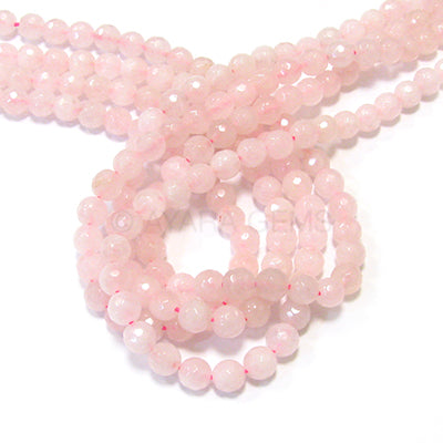 Rose Quartz 12mm Faceted Round Bead Strand