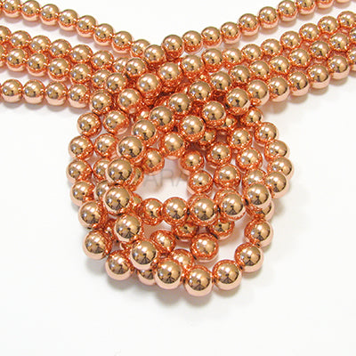 Rose Gold Hematite 12mm Round Bead Strand