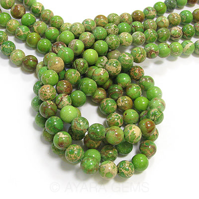 Green Imperial Jasper 12mm Round Bead Strand